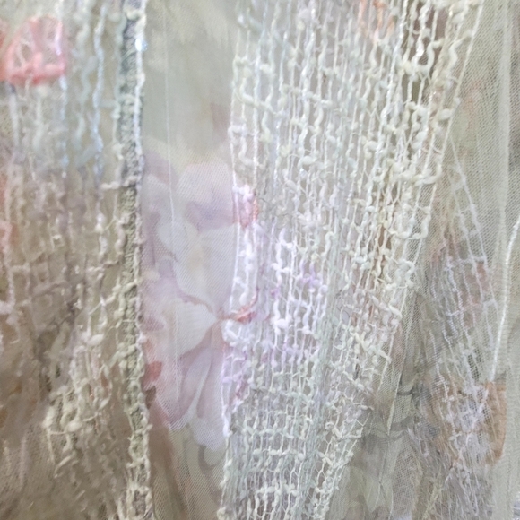 Picadilly ONE SIZE Floral Green Kimono Coverup Beachy Metallic Mesh Cardigan - Picture 4 of 7